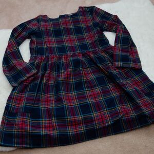 Hanna Andersson Long Sleeved Girls Skater Dress with Pockets-Plaid-Size S (6/7)